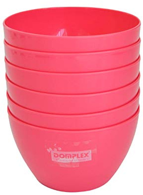 Domplex Juego de 6 Cuencos para Comida/Cereales, Plástico Resistente, Apto para Lavavajillas, Color Rosa (421/6RS)