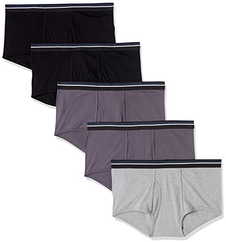 Amazon Essentials Slips Respirants en Coton sans Étiquette Homme, Lot de 5, Charbon/Gris/Noir, 6XL Grande Taille