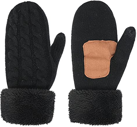 Fäustlinge Damen Herren Fausthandschuhe Gestrickt Winterhandschuhe Touchscreen Handschuhe Warm Skihandschuhe Winddicht Handschuh Junge Mädchen Sporthandschuhe für Radfahren Laufen Snowboard