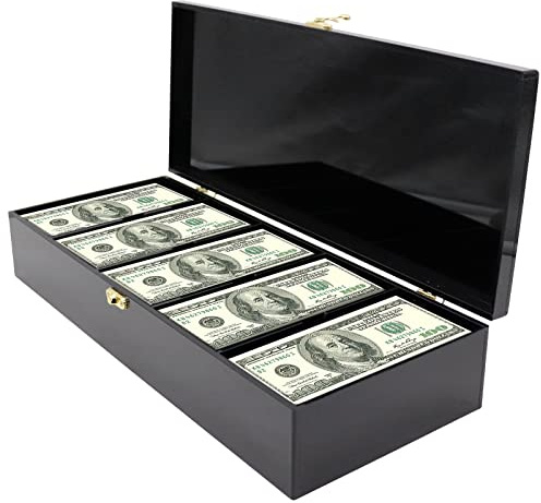 Black Acrylic Lockable Currency Tray, 5 Compartment Money Organizer for Cash, Cash Organizer Money Storage Box with Lockable Cover, Money Organizer for Cash