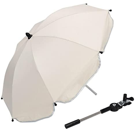 Ronyme Pram Parasol, 50+ UV 70cm Stroller Umbrella with Adjustable Fixing Clamp & Handle, Universal Baby Children Pram Pushchair Sun Umbrella, Infant Sun Protection (White)