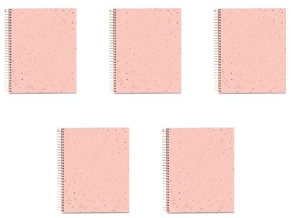 Miquel Rius M Fashion 4 Subject Spiral Notebooks, Pack of 5, Lined A5-8.25 x 5.87 120 Sheets White Heavyweight Paper, Subjects Separated by color, 2 Hole Punched, Perforated, Constellations Design