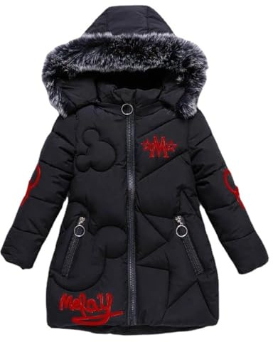 Tilozs Manteau Fille Doudoune Enfant Veste d'Hiver à Capuche avec Col Fourrure Epaisse Chaud Parka Rembourré Blouson Coupe Vent
