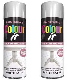 YSAMAX All Purpose White Satin Finish Spray Paint, Quick Drying Formula, Suitable For Interior And Exterior Application, Provide Excellent Coverage And Adhesion, 250ML, (2PCS)