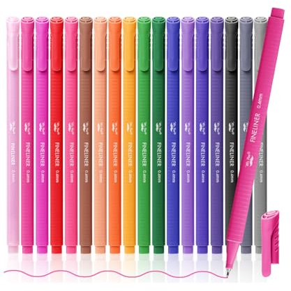 Mr. Pen- Colored Fineliner Pens, 18 Pack, 0.4mm, Ergonomic Triangular Barrels, Smooth Writing Pens for Journaling, Note-Taking, Coloring, Sketching, Planning & Art Projects