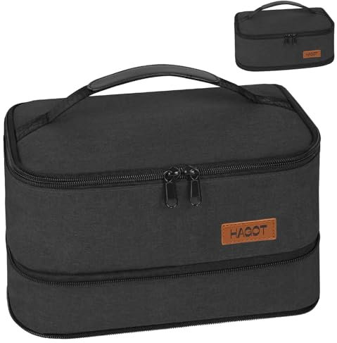 HAGOT Bolsa Termica Porta Alimentos 7.5L, Bolsa Comida Trabajo- de Gran Capacidad, Lunch Box Impermeable Hermética e Isotérmica, para Oficina, Viaje,Pícnic,Colegio,Camping, Negro