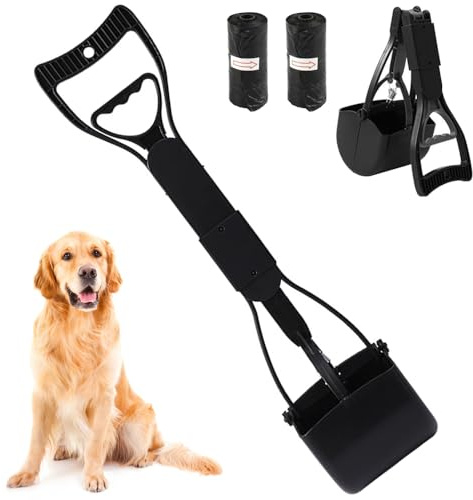 Portable 45cm Pet Dog Pooper Scooper Foldable with 2 Rolls Poop Bag for Pet