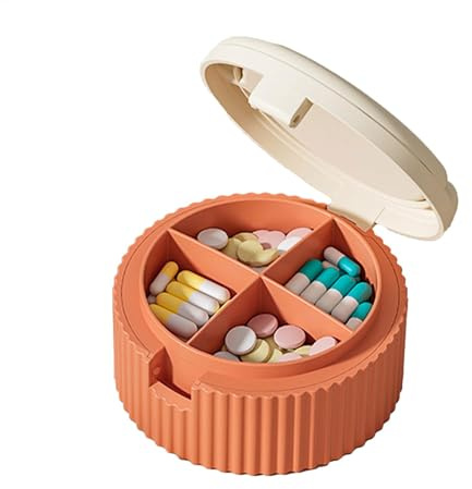 Gungtj Organisateur de pilules, organiseur de médicaments, boîte de pilules quotidiennes avec gobelet à eau pliable, organisateur de portable multifonctionnel pour le stockage d'huile de