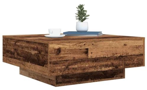 vidaXL Tavolino da Salotto Legno Vecchio e Blu 80 x 80 x 31 cm, Tavolino da caffè Moderno, Elegante, Multifunzionale, con luci LED, per Un Soggiorno alla Moda