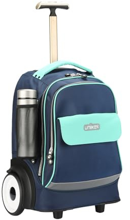 UNIKER Rolling Laptop Bag for 15.6 Inch Laptop,Roller Bag,Backpack with Wheels,20 Inch Wheeled Computer Bag, T5- Blue/Cyan