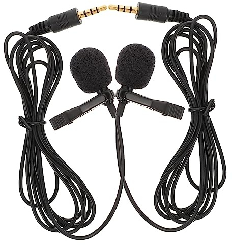 Mipcase Micrófono De Solapa Condensador De 3,5 Mm Clip, Cable De 1,5 M, Mini Micrófono De Alta Sensibilidad para Grabación Conferencias, Podcast y Videollamadas, Paquete 2 Piezas