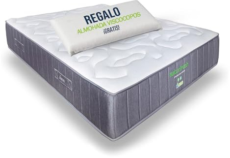 Matnature Naturfresh 90x180– Colchón Viscoelástico con Muelles Ensacados | Altura 22 cm | Máximo Confort | Transpirable, Antiácaros, Ergonómico, Firmeza Media-Alta | 1 Almohada de Regalo