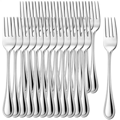 COM-FOUR® 24x kakgaffel i rostfritt stål, snyggt bestick i enkel design | små dessertgafflar - startgafflar - 14,5 cm