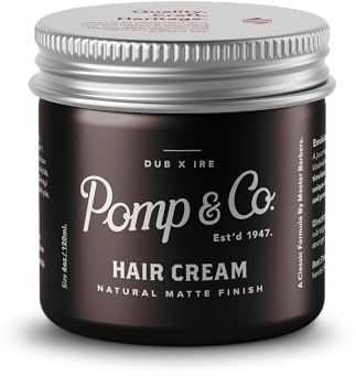 Pomp & Co Hair Styling Cream For Men, natürliche Haarcreme mit mattem Finish für einen mittelstarken Halt, parfümierte Creme auf Wasserbasis Pomade 120ml