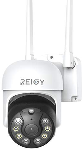 REIGY 3MP PT Telecamera IP Wi-Fi Audio Bidirezionable, Videocamera Sorveglianza da Esterno Impermeabile Super Night Vision Allarme APP Compatibile con iOS/Android