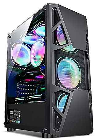 Caja De Juegos ATX - Micro ATX PC Funda/ATX Caja De La Computadora - Torre Media - Vidrio Acrílico - Ventilador Y Agua De Enfriamiento (Color : Black)