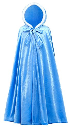 YOSICIL Capa Con Capuch Niña Capa Larga Capa Princesa Disfraz Invierno Fiesta cosplay Carnaval Navidad,Azul,L