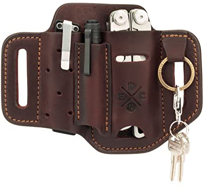 1791 EDC Multitool-Holster, Leder-Multitool-Etui, EDC Tasche für Gürtel, passend für Multitool, Messer, Schlüssel und kleine Taschenlampe – kompatibel mit Leatherman, SOG Multitools, Burgunderrot
