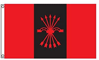 Stormflag - Bandera de falange española, 90 x 150 cm, bandera nacionalista guerra española, 3 x 5 pies, poliéster pongé 90 g con ojales y doble costura
