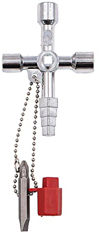 Hsthe Sea 4 in 1 Universalschlüssel Schaltschrankschlüssel Vierkant- Dreikantschlüssel Kreuzschlüssel für Wasser, Bauschlüssel, Radkreuz, 4 kant schlüssel,Heizkörper entlüftungsschlüssel