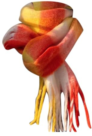 Cartoon Damen Schal Gewebter Damen-Strickschal mit buntem Karomuster und langen, dicken Fransen, warmer Winter Hunde Schal Weihnachten (Orange, One Size)