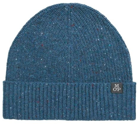 Marc O'Polo Herren Strickmütze aus Woll-Mix Beanie, Blau (Navy Gray), One Size