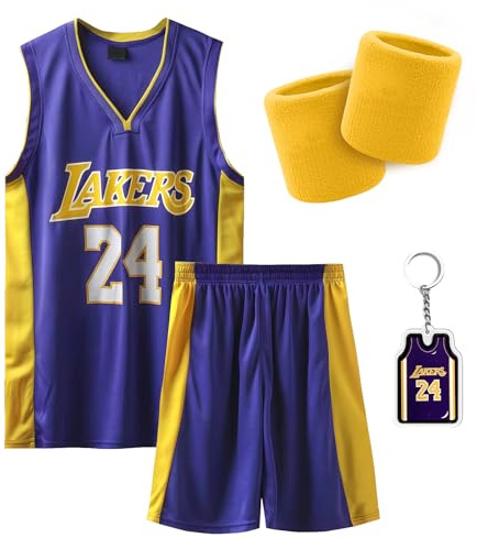 Pardofelis Basketball Trikot für Herren, Basketball Jersey Trainingskleidung Ärmelloses Atmungsaktives Sportbekleidung, Basketball T-Shirt Weste und Shorts mit 2 Schweißband Set (XL, Lila-24)