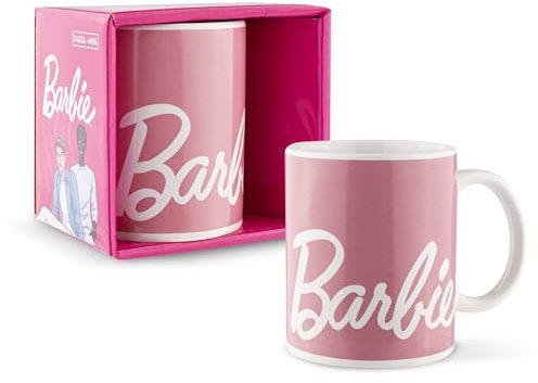 Taza desayuno mug muñeca rubia para el desayuno de cerámica, taza vaso para niños, caja de regalo, 380 ml, altura 9,5 x diámetro 7,5 cm, multicolor, dimensiones del paquete: 11,5 x 10 x 8,5 cm,