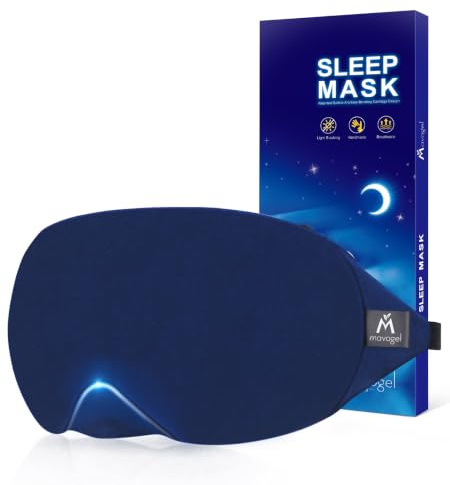 Mavogel Cotton Sleep Mask with Updated Bending Nose Design, 100% Handmade | Light Blocking Sleep Eye Mask, Soft Sleeping Mask for Women Men, for Sleep/Office/Naps, Includes Travel Pouch (Starry Blue)