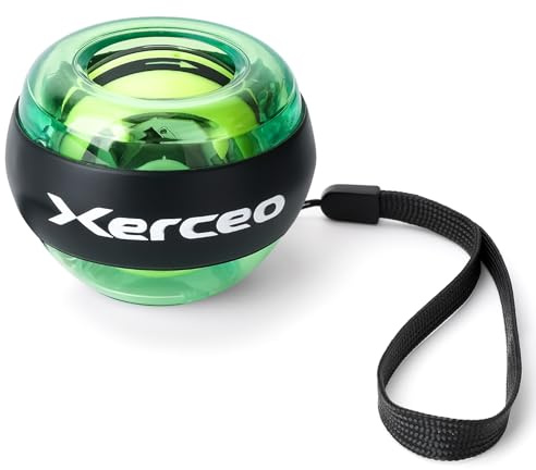 Xerceo Bola giroscópica de arranque automático, con luz LED, para entrenamiento de muñeca y antebrazo (jungla exuberante)