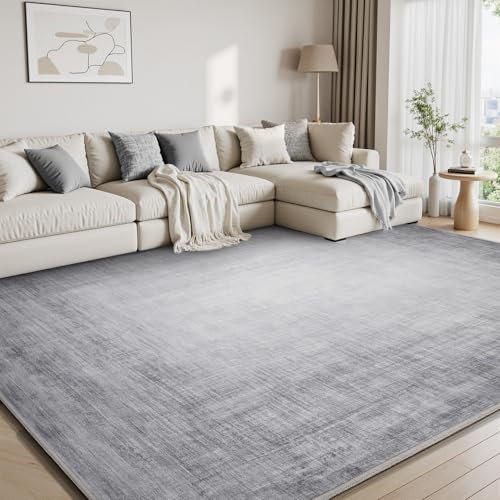SIXHOME Alfombra Salón Abstracto 150 * 210cm, Alfombra de Habitación Lavable Antideslizante Moderna, Tapete Quarto Pelo Corto para Comedor, Cocina, Pasillo, Gris