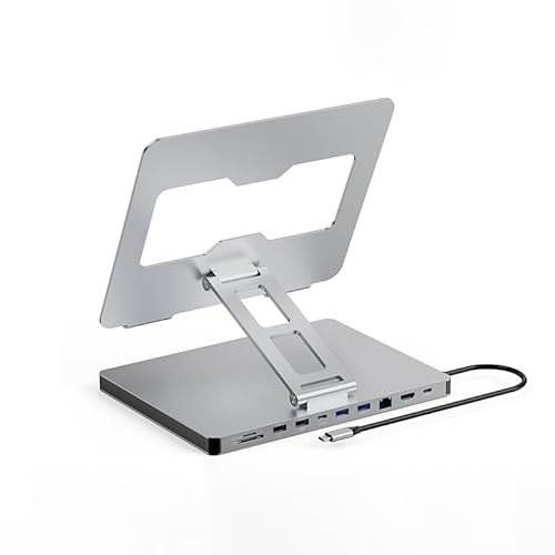 Soporte de concentrador USB C, adaptador 10 en 1 para MacBook Pro, estación de acoplamiento plegable con HDMI 4K 60Hz, RJ45 Gigabit Ethernet, lector de tarjetas SD/TF, 2 USB 3.0, 2 USB 2.0, para