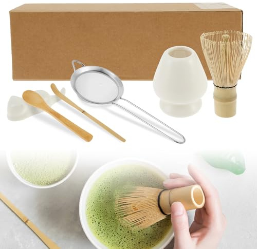 6 stycken matcha-set robust matcha kvast med Matcha sked matcha omrörnings-set hantverk hög kvalitet matchande visp set traditionell matcha teset med kvast lätt att rengöra