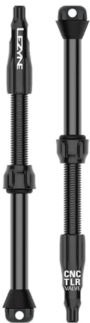 LEZYNE CNC TLR Valve Pro Tubeless Valve Pair for MTB, Gravel & Road Bikes | CNC Aluminum Presta Valve Stems, Bicycle Tire Insert Compatible, Sealant Friendly - 80mm, Black (1-PK-TLRVL80-V204)