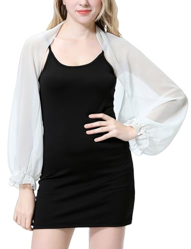 AWOCAN Femme Protection UV Manches Écharpe Manches Mousseline Shrug Cape Écharpe Wrap Plage Manchette Couverture Refroidissante Manches Bras Protection Solaire, Blanc., taille unique