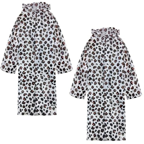 KtbeYTi 2 Pezzi Poncho de Lluvia para Adultos Poncho Impermeable con Estampado de Leopard para senderismo, camping, pesca(Altura 150-185cm)