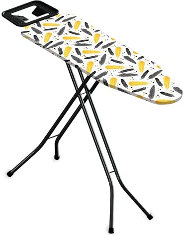 MENKËLL - Asse da Stiro 33x110 cm - In Acciaio con Leva Pieghevole, Salvaspazio con Poggiaferro Integrato, Piedi Antiscivolo, Regolabile (Piume ASS-184)