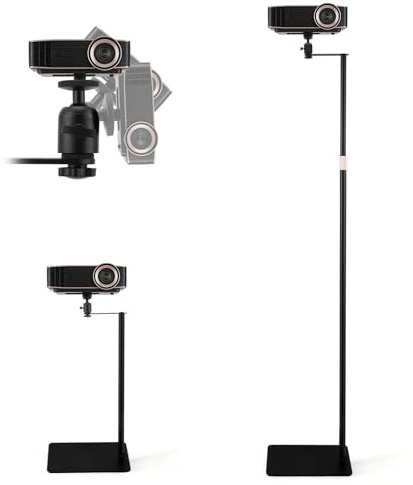 Support pour vidéoprojecteur, pivotant à 360°, réglable en hauteur de 40 à 160 cm, fiche filetée de 1/4 pouce, support pour projecteur en acier au carbone de haute qualité pour présentations, home