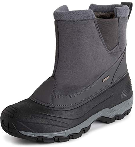Polar Mens Waterproof Outsole Deep Tread Fully Faux Fur Lined Winter Durable Snow Boots - Grey Pull - UK10/EU44 - YC0685
