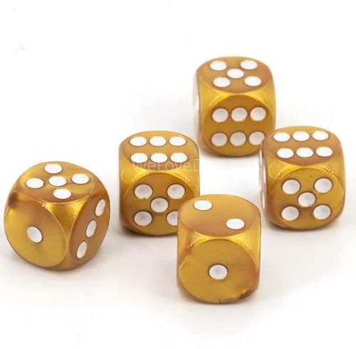 Würfel (16mm W6) in gelb/weiße Punkte - Made in Germany - WeLoveBeads - 5 Stück