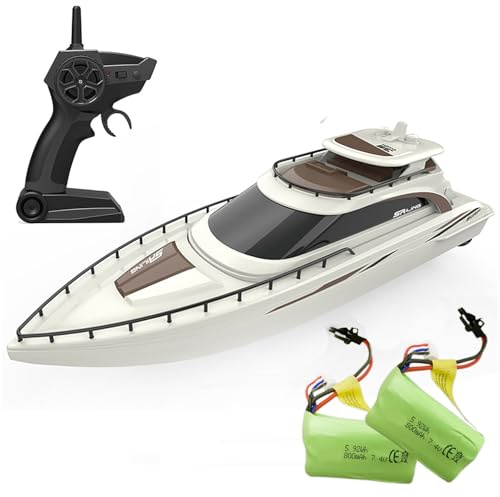 SOWOFA H139 Remote Control Boat Simulation Yacht Boat Model Lakeside Indoor and Outdoor Water Entertainment 15Km/h Cruise Ship Model Suitable for Adults 14+（Dual Battery Version）