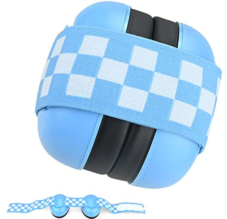 Cuffie antirumore per bambini da 0 a 18 mesi, morbida fascia regolabile con cancellazione del suono, previene danni all'udito e migliora il sonno (blu), Blu, /