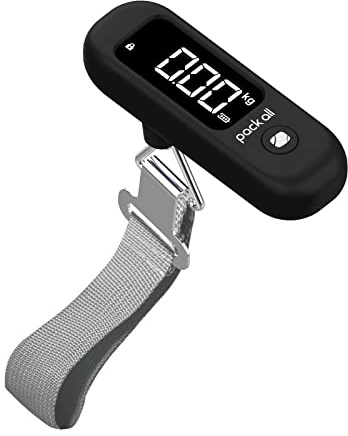 pack all 110 Lbs Luggage Scale, Digital Handheld Baggage Scale, Travel Suitcase Weight Scale with LCD Display, Battery Included, Black