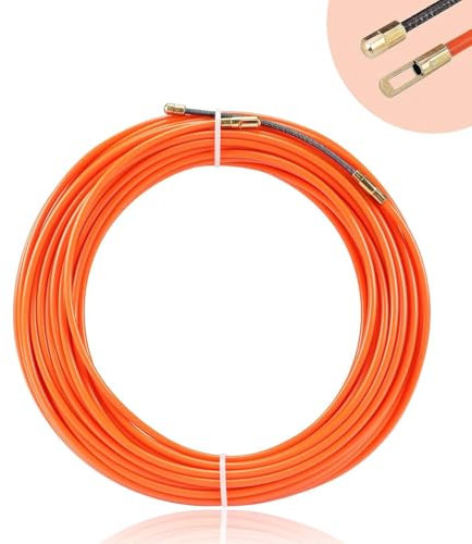 Gowkeey Kabeleinziehhilfe Einziehspirale Zugdraht 20m,mit 2 Führungsfeder, φ4 mm Kabeleinzug Einziehhilfen in ideales,zur Kabelverlegung Leerrohre,Orange