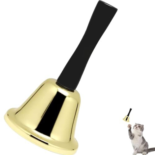 Christmas Metal Hand Cranked Bell Decoration - Ordering Summoning Bell with Wooden Handle for Cats & Butlers