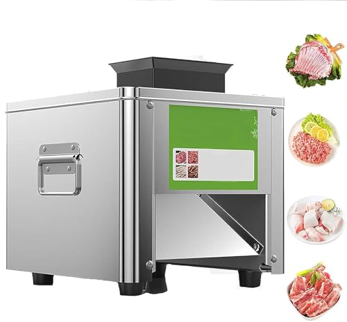Qiang 850W Máquina Cortadora Fiambre Comercial Eléctrica Cuchilla 2,5Mm-21Mm,Cortadora De Carne De Res Acero Inoxidable para Pollo,Pescado,Tiras De Carne,Cortador De Cubos De Carne,21mm