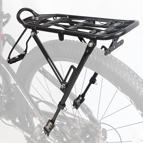 GRELiving Porte-bagages de vélo en aluminium réglable - Porte-bagages de vélo de tourisme arrière pour vélo de course et vélo de ville - Compatible avec roues de 24”-28 “/700c