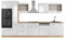 Vicco Küchenzeile R-Line, Weiß Hochglanz/Goldkraft Eiche, 350 cm mit Hochschrank, AP Eiche