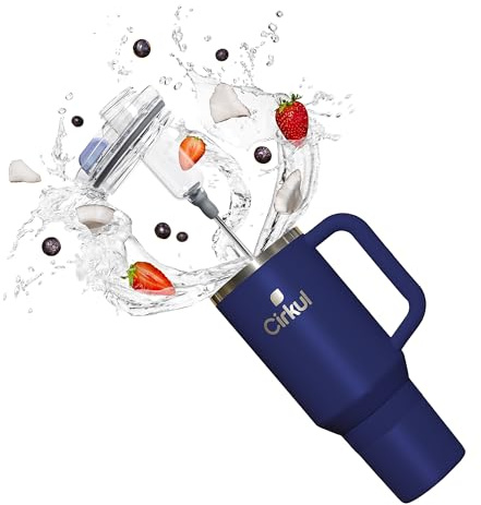 Cirkul 40oz. Midnight Blue Stainless Steel Tumbler with Handle, All-Day StrawSip™, Double-Wall Insulated