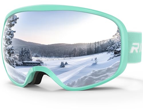 RIOROO Kids Ski Goggles- Skiing Goggles Kids 3-14 Years Compatible with OTG Over Helmet for Boys Girls, Anti-fog 100% UV Protection, Anti-glare Ski Goggles, for Skiing Snowboarding other Winter Sports